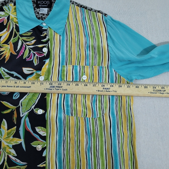 Koos of Course! Silk Blouse Womens M Mix Prints Floral Ditsy Button Up Vintage - Picture 7 of 9